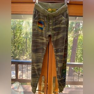 Limited Edition Austin Texas Aviator Nation Camo Rainbow Logo Jogger Sweats Med.